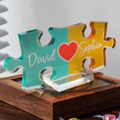Personalised Acrylic Puzzle Name Sign for Couples Love Gifts for Her Anniversary Gift Ideas Valentine's Day Gift for Her Him