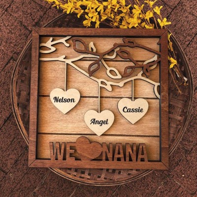 Personalised Wooden Family Tree Sign with Engraved Names Family Keepsake Gifts Christmas Gift for Mum Grandma