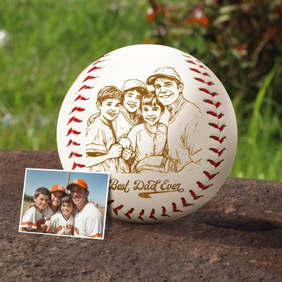 Custom Best Dad Ever Photo Baseball Keepsake Gifts for Dad Father's Day Gift Ideas