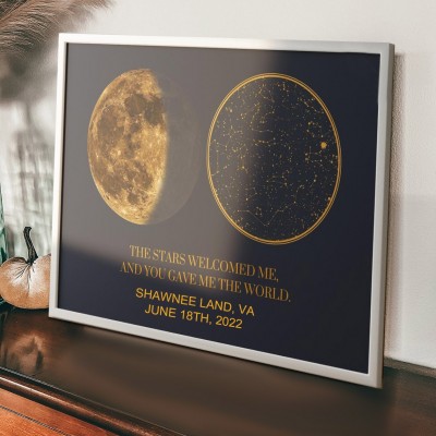 Custom Moon Phase Star Map Frame New Mum Gift Unique Gifts for Mum Grandma Mother's Day Gift Ideas