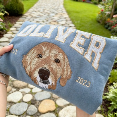 Custom Pet Embroidered Sweatshirt with Dog Face on It Gift for Dog Owners Christmas Gift for Pet Lovers