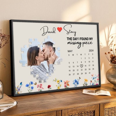 Personalised Photo Calendar Frame for Couples The Day I Found My Missing Piece Anniversary Gift for Her Valentine's Day Gifts