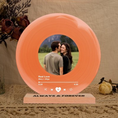 Personalised Couple Song Plaque Vinyl Record with Photo Valentine's Day Gift for Couple Keepsake Gifts for Anniversary