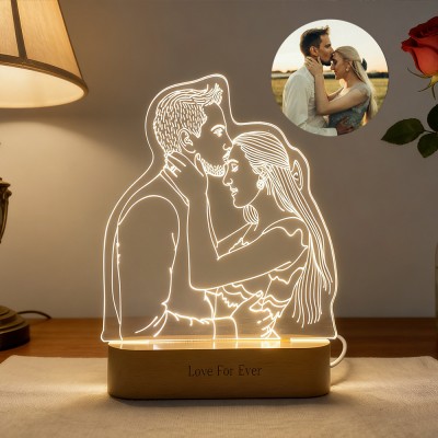 Personalised Couple 3D Photo Lamp Night light Custom Line Art Photo Lamp Unique Wedding Anniversary Gift Couple Gift for Her