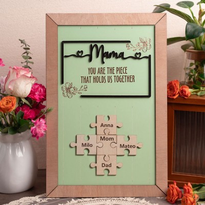 Mum You Are The Piece That Holds Us Together Personalised Mum Puzzle Sign Gift for Mum Grandma Mother's Day Gifts