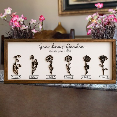 Grandma's Garden Custom Birth Month Flower Frame Gift Ideas For Grandma Mum Personalised Mother's Day Gift