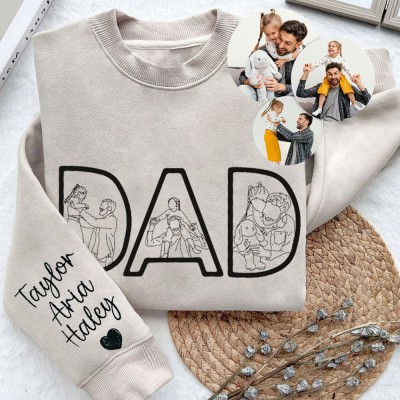 Personalised Dad Photo Embroidered Sweatshirt Hoodie Family Keepsake Gift Father's Day Gift Ideas