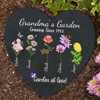 Custom Grandma's Garden Birth Flower Plaque Unique Gift for Mum Grandma Christmas Gift Ideas