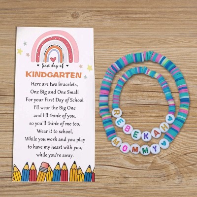 First Day of Kindergarten Mummy and Me Matching Heart Bracelet Back to School Gifts for Kids