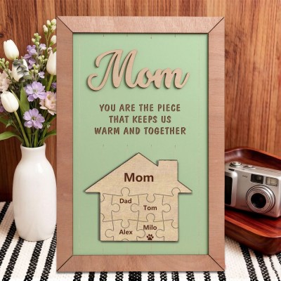 Mum You Are The Piece That Holds Us Together Personalised Mum Puzzle Piece Name Sign with Kids Names Gifts for Mum Mother's Day Gift