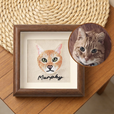 Personalised Embroidered Pet Photo Frame Custom Cat & Dog Portrait Gift Pet Souvenir Unique Dog Cat Memorial Keepsake