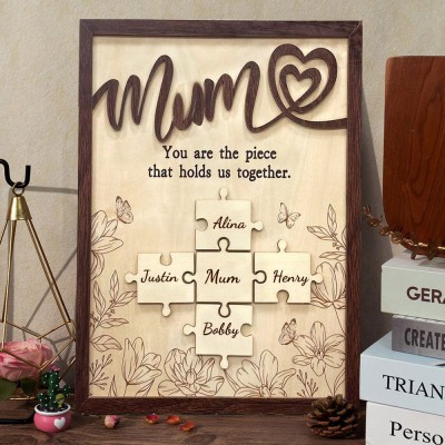 Custom Mum You Are The Piece That Holds Us Together Puzzle Piece Frame Sign With Kids Names New Mum Gift Christmas Gifts