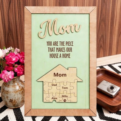 Mum You Are The Piece That Holds Us Together Personalised Mum Puzzle Piece Name Sign with Kids Names Gifts for Mum Mother's Day Gift