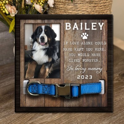 Custom Dog Memorial Wood Frame With Collar Holder For Loss Of Dog Pet Sympathy Gift
