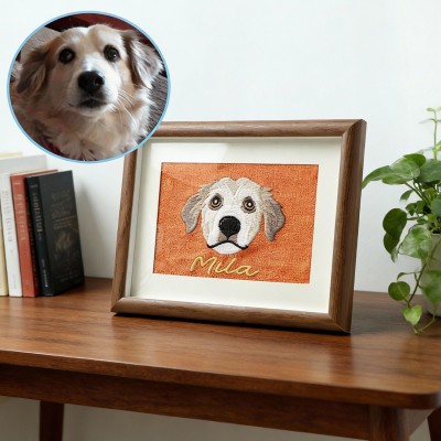 Personalised Embroidered Pet Photo Frame – Custom Cat & Dog Portrait, Pet Souvenir & Memorial Gift for Pet Lovers