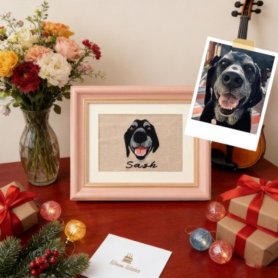 Personalised Photo Embroidered Pet Dog Portrait Frame Unique Dog & Cat Memorial Keepsake Gift Birthday Gift Ideas