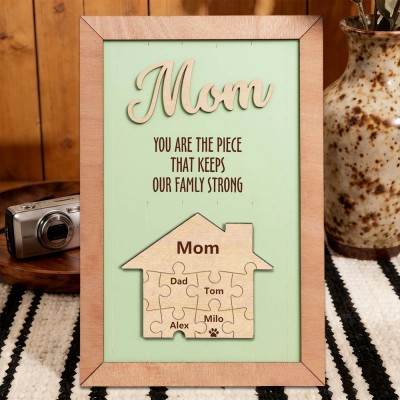 Mum You Are The Piece That Holds Us Together Personalised Mum Puzzle Piece Name Sign with Kids Names Gifts for Mum Mother's Day Gift