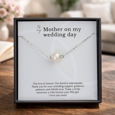 Mother of the Bride Jewelry Gift – Sterling Silver Pearl Necklace, Wedding Keepsake from Daughter