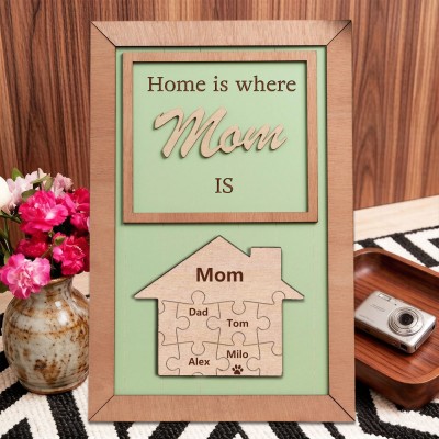 Mum You Are The Piece That Holds Us Together Personalised Mum Puzzle Piece Name Sign with Kids Names Gifts for Mum Mother's Day Gift