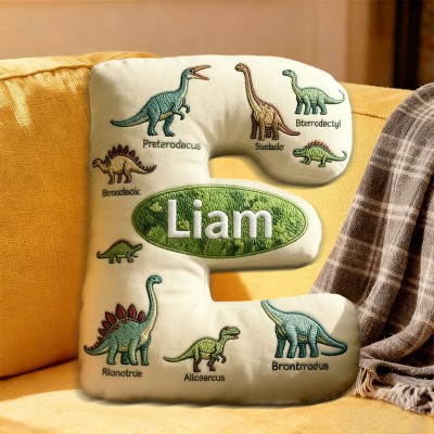 Personalised Dinosaur World Letter Pillow with Custom Name Christmas Gift for Kids Birthday Gifts