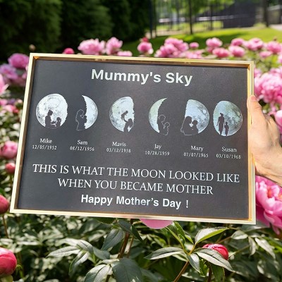 Custom Mummy's Sky Moon Phase Print Frame with Kids Names Keepsake Gifts for Mum New Mum Gift Mother's Day Gift