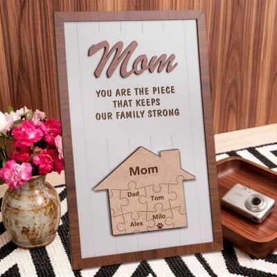Mum You Are The Piece That Holds Us Together Personalised Mum Puzzle Piece Name Sign with Kids Names Gifts for Mum Mother's Day Gift