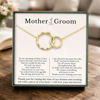 Mother of the Groom Necklace – Gift from Bride, “Thank You for Raising the Man of My Dreams” with Gift Box