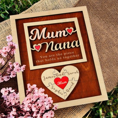Personalised Mum Wooden Engraved Puzzle Name Sign Gift Ideas for Mum New Mum Gift Mother's Day Gifts
