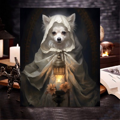 Personalised Halloween Pet Portrait Frame Custom Halloween Poster Funny Wall Art for Pet Lovers Memorial Gifts