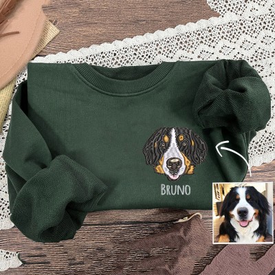 Custom Sweatshirt Hoodie With Embroidered Pet Face Photo And Name Unique Gift for Pet Lovers