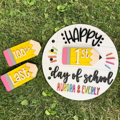Personalised First/100th/Last Day of School Interchangeable Back to School Sign Gift Ideas for Kids
