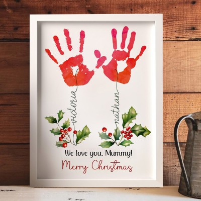 Personalised DIY Handprint Wooden Mummy Frame Gift For Mum Grandma Christmas Gift