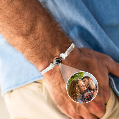 Personalised Memorial Photo Projection Rope Bracelet Anniversary Gifts Couple Gift Ideas Gift For Him Her