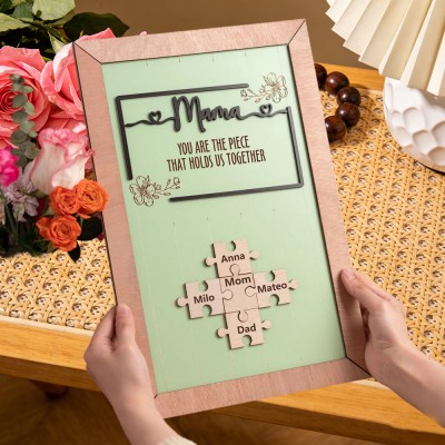 Mum You Are The Piece That Holds Us Together Personalised Mum Puzzle Piece Name Sign with Kids Names Gifts for Mum Mother's Day Gift