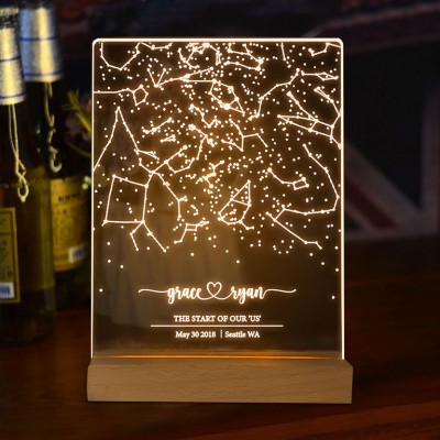 Personalised Star Map Night Light By Date Anniversary Gift Ideas Unique Gifts for Couple Christmas Gift