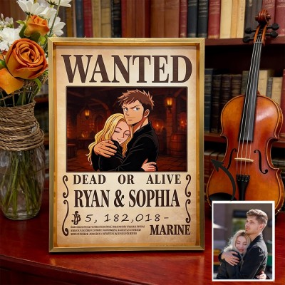 Custom Anime Style Wanted Couple Portrait Poster Frame Gift for Couples Anniversary Gift for Him Valentine's Day Gifts