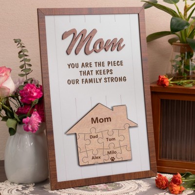 Mum You Are The Piece That Keeps Our Family Strong Personalised Mum Puzzle Sign Gift for Mum Grandma Mother's Day Gifts