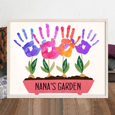 Personalised Nana's Garden DIY Handprint Frame Sign Mother's Day Gifts Famliy Gifts