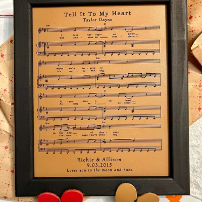 Custom Engraved Leather Sheet Music Frame 3rd Wedding Anniversary Gift for Wife Christmas Gift Ideas