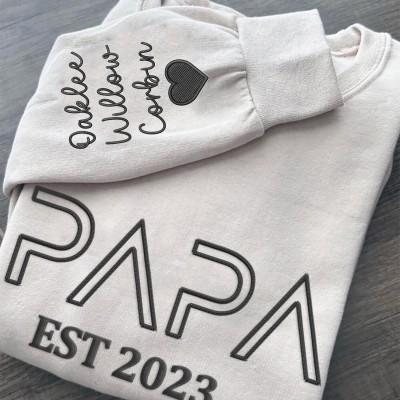 Personalised Papa Embroidered Kids Names Sweatshirt Hoodie Father's Day Gift Ideas Keepsake Gift