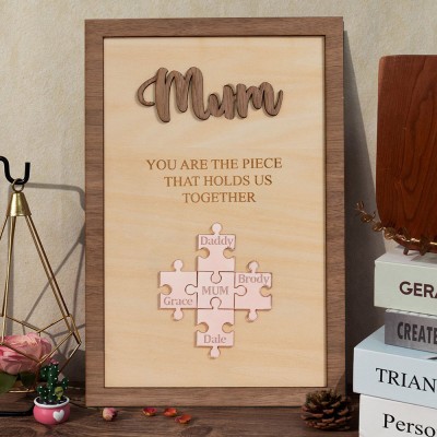 Personalised Mum You Are The Piece That Holds Us Together Names Puzzle Sign Mother's Day Gift Ideas
