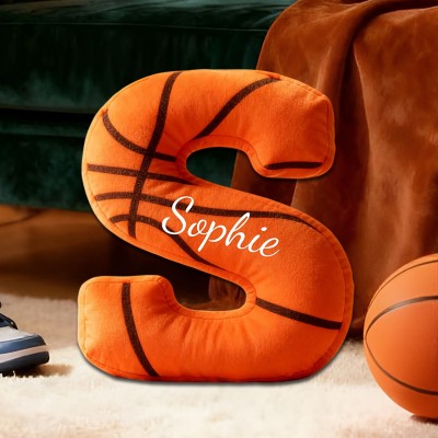 Personalised Basketball Themed Letter Shaped Pillow with Custom Name Basketball Fans Gifts Christmas Gift for Basketball Lover