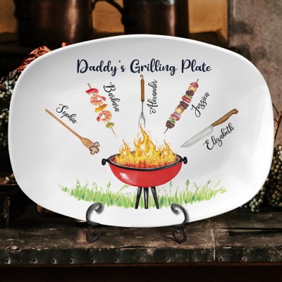 Custom Daddy's BBQ Platter Personalised Grilling Plate Keepsake Father's Day Gifts