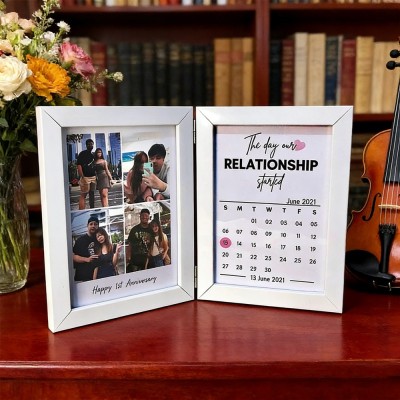 Custom Couple Photo Folding Photo Frame with Calendar Unique Anniversary Gifts Valentine's Day Gift for Couples
