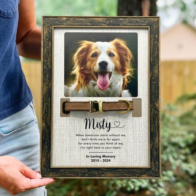 Personalised Memorial Wood Frame With Collar Holder For Loss Of Dog Pet Sympathy Gift