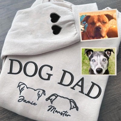 Personalised Dog Dad Embroidered Sweatshirt Hoodie Unique Funny Gifts For Pet Lover Father's Day Gift