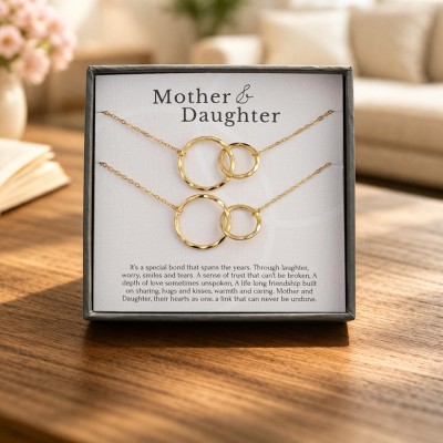 2 Circle Mother-Daughter Necklace – Meaningful Jewelry Gift for Mum and Daughter Perfect Mother's Day Gift