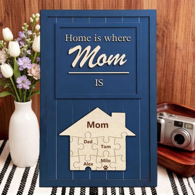 Mom You Are The Piece That Holds Us Together Personalised Grandma Puzzle Piece Name Sign with Kids Names Gifts for Mum Mother's Day Gift