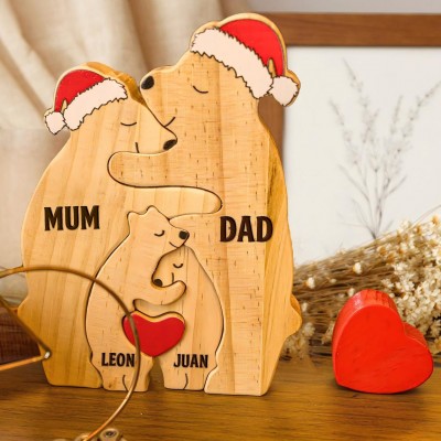 Personalised Wooden Bear Family Name Puzzle Keepsake Gift for Family Unique Christmas Gift Ideas
