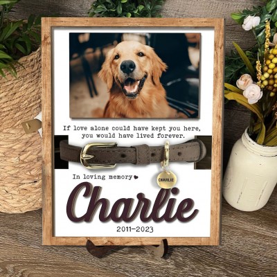 Personalised Dog Memorial Frame with Photo Pet Collar Holder Wooden Sign Keepsake Gift for Pet Lover